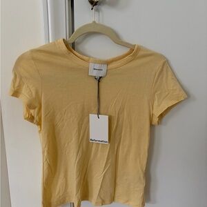 NWT Reformation Short Sleeve Crewneck Tee in Light Yellow